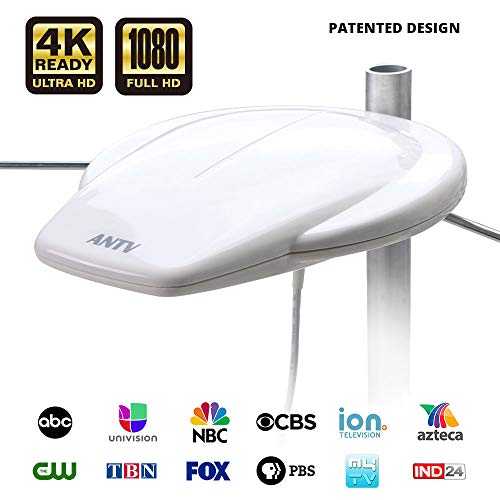 Omnidirectional Amplified Outdoor TV Antenna Exclusive Powerful Amplifier Booster, Support 4K 1080P UHF VHF Freeview HDTV Channels Enhance VHF Reception for Outdoor/RV/Marine-20ft Coax Cable