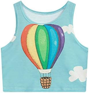 NN01 Pastel Midriff Tank Crop Top Cute Airballoon Print for Women