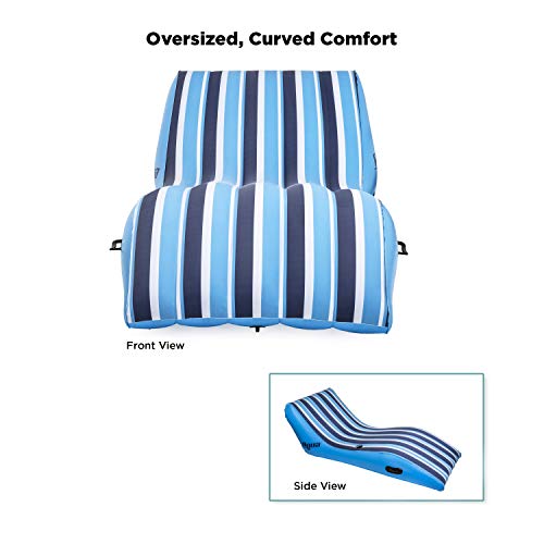 Aqua Ultra Comfort Recliner Lounge, One 1-Person, Heavy Duty, X-Large, Lounge Pool Float, Navy/White Stripe
