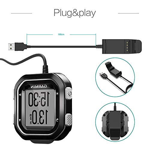 TUSITA Charger for Garmin Edge 20 / Edge 25 GPS - USB Charging Cable Clip Cradle 100cm - Bike Computer Accessories
