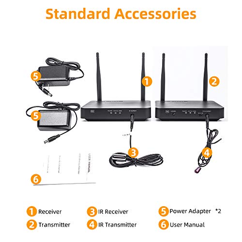 HDMI Wireless Extender, Ansten 328ft /100m Wireless AV Transmiiter and Receiver with Loop-Out Support 1080P@60Hz Full HD 3D IR Passback Transmit Video Audio HDMI Signal to HDTV/Project - Thumbnail 6