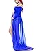 Saslax Maternity Chiffon Gown Split Front Maxi Photography Dress for Photo Shoot,Blue(sheer Chiffon),Large