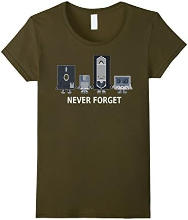 Womens Pop Culture Shirts: Geeky Never Forget Technology T-Shirt Large Olive