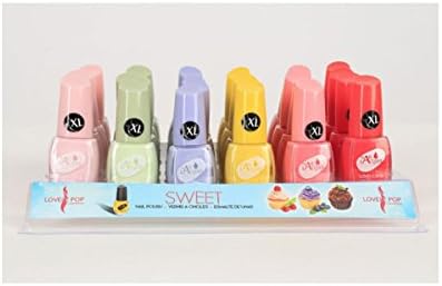 Set of 6 Sweet Nail Polishes – Pastel Colours - Light Pink - Yellow – Pink – Green – Purple – Red – by Lovely Pop