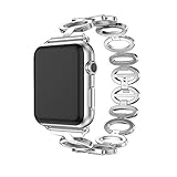 ANCOOL Apple Watch Band Elliptical Style Stainless Steel Smart Watch Band for Apple Watch Series 3/Series 2/Series 1 - 38mm Silver