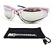 Bikershades Chrome and Pink Frame Anti Glare Mirrored Motorcycle Sunglasses with Rhinestones Foam Padded for Women
