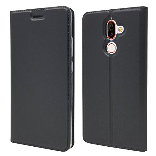 Nokia 7 plus Cases Zouzt Cover Book Design Magnetic Closure PU Leather Folio Flip Wallet Cases with Kickstand Feature & Card Slots/Cash Compartment for Nokia 7 plus - ï¼ˆGrayï¼‰