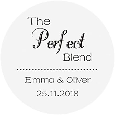 eKunSTreet ® 48x Personalised 40mm Round Wedding Favour Stickers Labels, Invitation Envelopes Seals, Homemade Cards Embellishment - The Perfect Blend Sticker