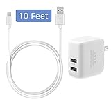 Fenergy 2-Port 3.1A 15W Wall Charger With Certified 6 Feet / 2 Meter Lightning to USB Cable