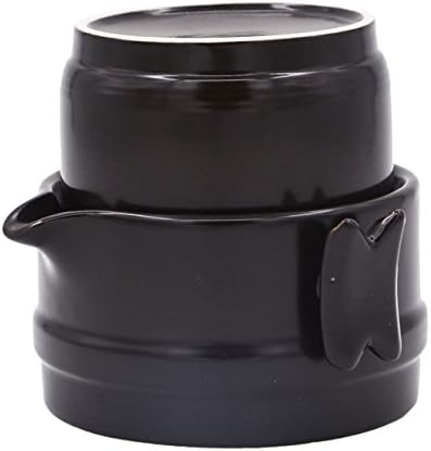 Vegali Portable Gongfu Tea Set -100% Handmade Chinese / Japanese Vintage Gongfu Teaset - Porcelain Teapot &amp; Teacups (Black)