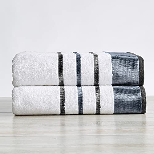Turkish Cotton, Striped Bath Towel Set (30 x 54 inches) Oversized and