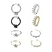 Fake Hoop Nose Ring-Stainless Steel 8 pcs Mens Fake Nose Rings Prevent Allergy No Fading Personality Lip Ear Rings for Women Men