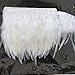 Shekyeon 2yards Rooster Hackle Feather Trim Fringe for DIY Clothing Craft Dress Decoration(White)
