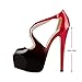 Onlymaker Women's Fashion High Heel Peep Toe Platform Stiletto Summer Ankle Cross Strap Buckle Snap Dress Party Sandals Black And Red US5