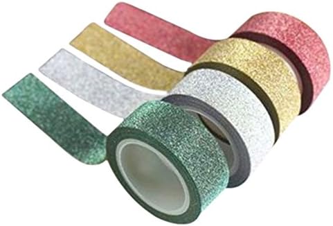 MISS 5M 4 Colors Glitter Washi Sticky Paper Masking Adhesive Tape Label DIY Craft Decor