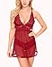 Ababoon Women Sexy Halter Open Back Lingerie Sheer Lace Chemise Backless Sleepwear (XXL, Red)
