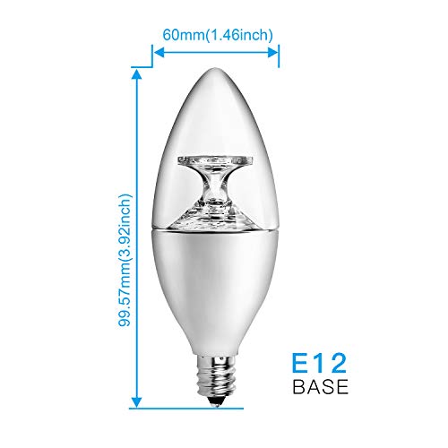 HENLIX E12 Candelabra LED Bulbs, 40 Watt Equivalent, 3000K Warm White B11 LED Candelabra Base, Non-Dimmable, Clear, 12 Pack - Thumbnail 4