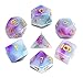 Dice DND Polyhedral Game Dice Set RPG Dice Fit Dungeons and Dragons D&D Pathfinder MTG Role Playing Game Dice Lake Blue & Rose Gemstone Dice with Dice Bag