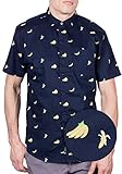 Visive Hawaiian Shirts for Mens | Short Sleeve Button Down Modern Fit Woven Shirt (Banana,Medium)