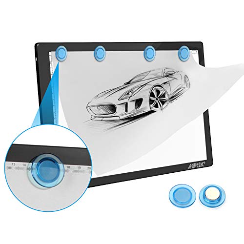 Magnetic A4 LED Artcraft Tracing Light Pad 4 Light Box Ultra-Thin Physical Buttons Control with Memory Function USB Powered Pad Animation,Sketching,Designing,Stencilling X-ray Viewing W/USB Adapter