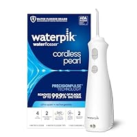 Waterpik Cordless Pearl Rechargeable Portable Water Flosser for Teeth, Gums, Braces Care and Travel with 4 Flossing Tips - ADA Accepted, WF-13 White, Packaging May Vary