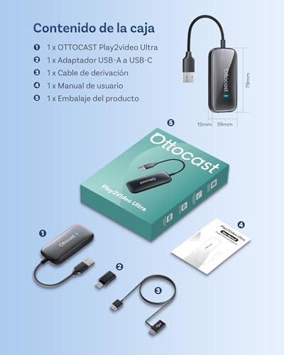 OTTOCAST Play2Video Ultra, Wireless CarPlay Adapter & Android Auto AI Box with Prime Video Youtube WiFi 6 5G Bluetooth 5.4 CarPlay Youtube Adapter for Most Cars 2016+