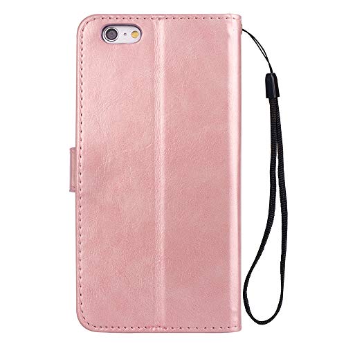 Scheam iPhone SE 5SE 5 5S Wallet Case, [Folio Style ] Premium iPhone SE 5SE 5 5S Card Cases Stand Feature Compatible with iPhone SE 5SE 5 5S [Rose Gold ] Leather Cases Flip Cover with