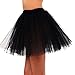 YoungLove Women's 3 Layered Tulle Ballerina Running Tutu Party Skirt, Black