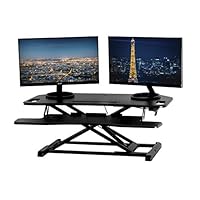 TechOrbits Height Adjustable Stand Up Desk - 37" Corner Standing Desk Riser - Desktop Sit Stand Desk Fits Cubicles and Corner Desks