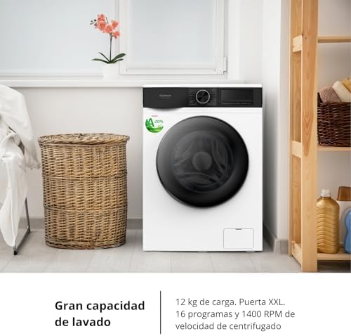 Corberó - Máquina de Lavar Roupa de Carga Frontal | CLT120514VIN | 12 kg | 1400 RPM | 16 Programas | Função de Vapor | Branco