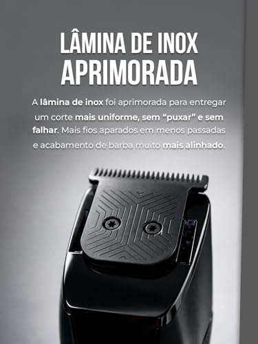 O Escultor 2.0 da MANCLUB: Barbeador Elétrico sem Fio | Bivolt | À Prova D'água | Lâmina de Aço Inoxidável | 21 Ajustes de Altura