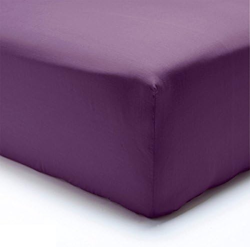Polycotton Fitted Sheet or Pillow Case Single Double Queen King, Super King Bed Sheets[Plum,Fitted Sheet,King]