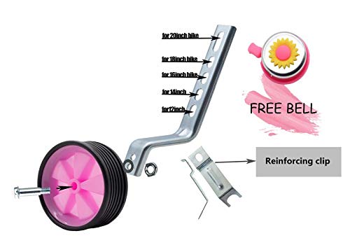 MOSHAY Bicycle Training Wheels Fits 16 18 20 22 24 inch Kids Variable Bike (C-Pink)