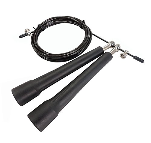 LYUS Speed Jump Rope Blazing Fast Jumping Ropes - Endurance Workout for Boxing, MMA, Martial Arts or Just Staying Fit Adjustable for Men, Women and Children Kids (Black)