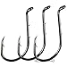 Offset Octopus Circle Hooks, 100pcs Baitholder Fishing Hooks Sharp Beak Fishing Gear and Equipment for Catfish Freshwater Saltwater Steelhead Trout Bass, Black, Size #8-6/0