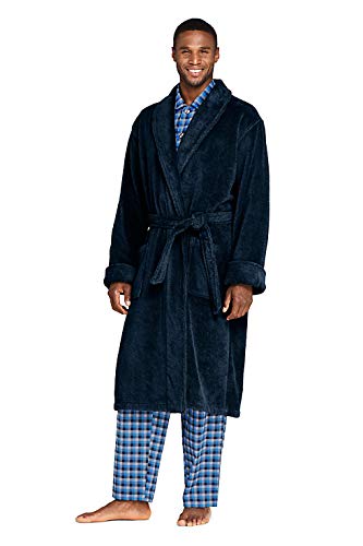 Lands' End Men's Calf Length Turkish Terry Robe Large Radiant Navy
