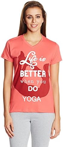 Urban Yoga Women's Cotton Slogan Half T Shirt top for Yoga Training and Exercise