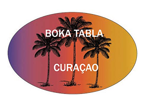 R and R Imports Boka Tabla CuraÃ§ao Souvenir Palm Trees Surfing Trendy Oval Decal Sticker