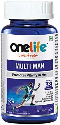 Onelife Multi Man Multivitamin for Men With Vitamin C, Vitamin D, Zinc, Vitamin B12 and Multiminerals, Omega 3, Nutrition Supplement for Energy, Immunity & Vitality- 60 Tablets