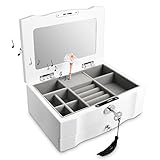 Ikee Design Wooden Locking Musical Jewelry Box with