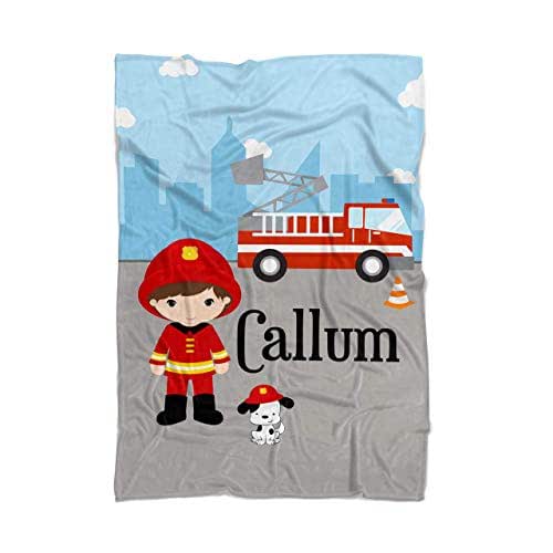 Fire Truck Blanket Boy Firefighter Personalized Baby Name