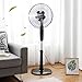 COSTWAY Pedestal Fan, 16-inch Oscillating Stand Fan Adjustable Cooling Fan Whisper Quiet with Remote Control, Dual 5 Blades, 15 Hours Timer Setting for Home and Office (Black)