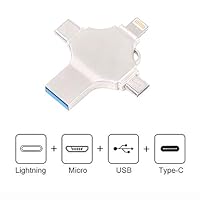 Deeptech USB Flash Drive, USB 3.0 iPhone Photo Stick Lightning External Memory Storage for iPhone iPad Android PC Backup Pictures, Thumb Drive 4 in 1,256GB