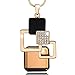 MARENJA Women's Gold Plated Crystal Long Squares Pendant Necklace, 31.5 + 2'' Extender