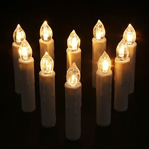 LED Flameless Taper Ivory Candles with Remote and Removable Clips for Baroque Candle Chandelier By Lyonly, Set of 10