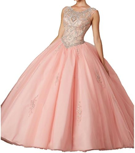 Wenli Juniors Crew Neck Ball Gowns Women Prom Quinceanera Dress 8 US Light Pink