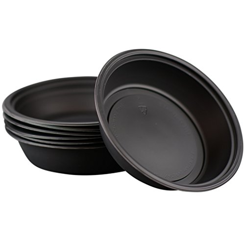 Simply Deliver 9-Inch Round Base Plastic Take-Out Bowl with Clear Lid, Microwavable and Dishwasher Safe, Black, 140-Count