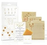 ENEY Premium Organic Beeswax Wraps | Eco-Friendly Reusable Food Wrap | Plastic Alternative | Extra Large Set 1 Large, 1 Medium, 1 Small, 1 Wooden Button Tie and Wax Replenisher | Save The World