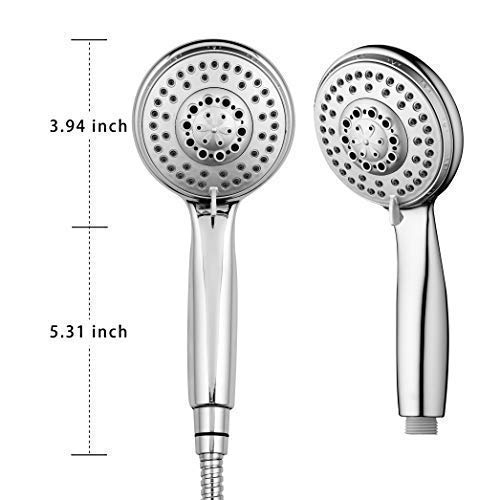 AHODGREAT Rain Shower Head High Pressure 5 Spray Handheld Showerhead for Bathroom, Chrome Finish