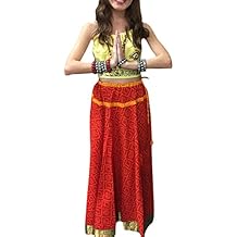 Mogul Interior Womans Festival Skirt Red Golden Border Bandini Spring Romance Skirts M/L